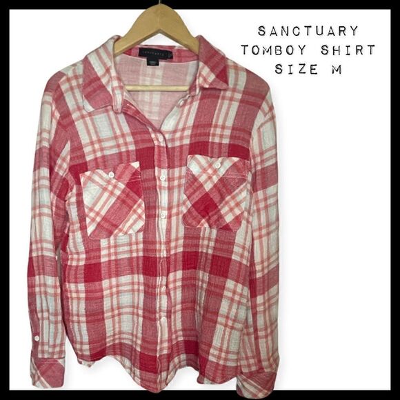 Sanctuary Tomboy Seersucker Button Up Top - Picture 1 of 12